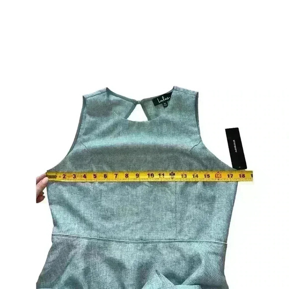 LULUS Winsome Mint Blue Backless Open Back Skater Mini Dress Pockets Size Medium - Picture 6 of 13